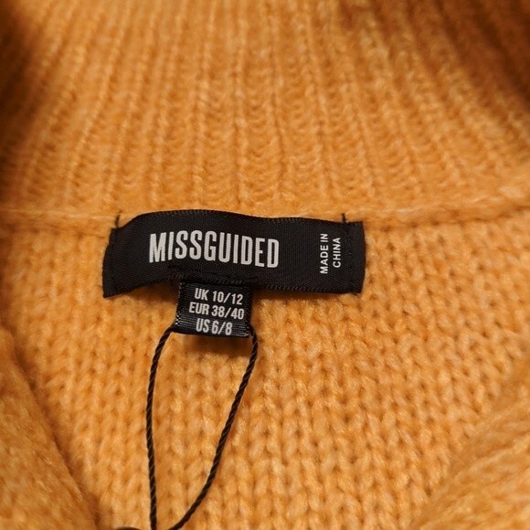 Missguided Cardigan Sweater Womens Size 6/8 Cable Knit Heart Yellow Orange - Picture 4 of 7
